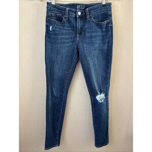 GAP Women’s Denim Legging Jeans Size 4 / 27R Distressed Knee Stretch Skinny